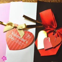 画像1: 3ハート付きリボンバレンタインデープレゼント用ラッピングサービス（赤、ピンク、白、茶）