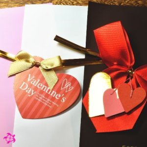 画像1: バレンタインタグ付きバレンタインデープレゼント用ラッピングサービス（赤、ピンク、白、茶） (1)
